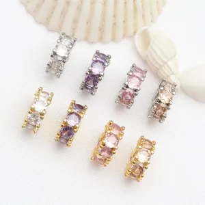 Detailed view of colorful cubic zirconia spacer beads for DIY jewelry making crafts