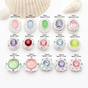 Assorted matte silver-plated beads with inlaid stones for custom DIY jewelry designs