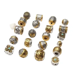Antique gold and silver Tibetan style alloy spacer beads with traditional lucky patterns