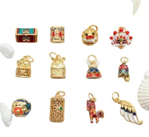 Traditionelle chinesische Emaille- und Sandgold-DIY-Schmuckanhänger-Kollektion für DIY