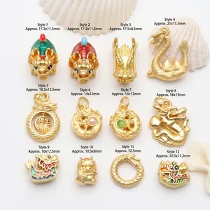 Ancient gold style dragon pendants for bracelet weaving, various designs and sizes