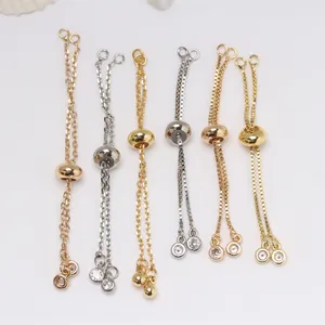 Variété de chaînes coulissantes réglables plaquées or 14 carats pour bijoux DIY avec zircon