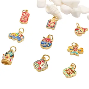 Diverse kleurrijke emaille Chinese geluksamulets voor DIY sieraden en armbanden maken