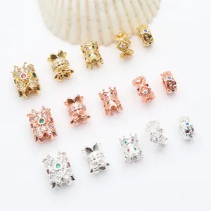 Close-up of colorful micro-paved zircon spacer beads for DIY jewelry making