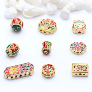 Vintage Ancient Gold Style Copper Beads Enamel Spacer Beads For DIY Jewelry Making Bracelet Necklace Accessories For Unisex