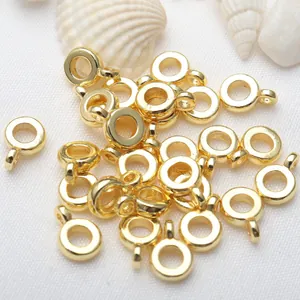 Round Circle Pendant Bail Connector Loops For DIY Necklace Bracelet Jewelry Making 18K 14K Gold Plated Copper Accessories Findings