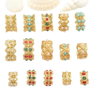 Perles d'espacement dorées avec perles et turquoise pour la fabrication de bijoux DIY