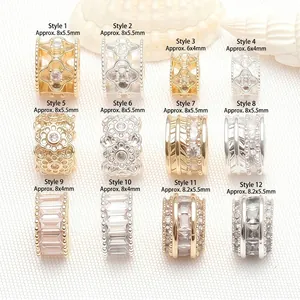 Collection of 14K gold and silver spacer beads with zirconia for jewelry making