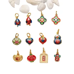 Vibrant traditional Chinese enamel beads and charms for DIY jewelry making set