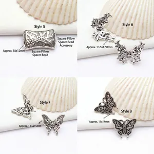 Vue en quatre cases de perles papillon en argent tibétain vintage pour bijoux DIY