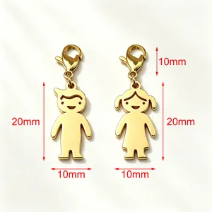Detaillierte Größenansicht goldener Edelstahl-Anhänger (Junge & Mädchen) für DIY Schmuck