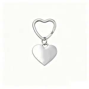 Detailed view of silver stainless steel heart-shaped keychain with polished pendant