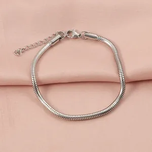 Minimalistisches Edelstahl 3MM Rundes Schlangenkette Armband Für Damen Herren Gold Silber Fußkettchen Mode Schmuck Geschenk