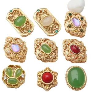Vintage vergulde filigraan kralen met kleurrijke stenen voor DIY armband sieraden