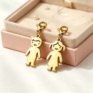 304 Edelstahl Cartoon Junge Mädchen Paar Anhänger Mit Hummerverschluss DIY Schmuckherstellung Befunde Mode Metall Charme