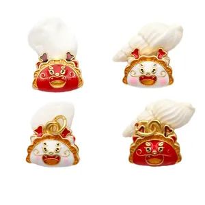 Dijes de esmalte de dumplings de dragón para accesorios de fabricación de joyas DIY