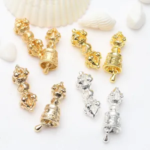 Tibetan Buddhist Vajra pestle and Dharma bell DIY jewelry charms in gold and silver