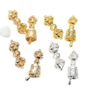 Ancient gold and silver Vajra pestle and bell charms for Buddhist bracelet DIY crafts