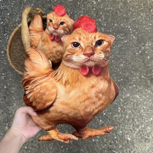 Peluche creativo de gato-pollo regalo de broma divertido y cojín decorativo