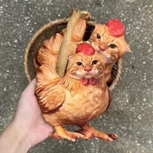 Divertido cojín de peluche híbrido de gato y pollo para regalo.