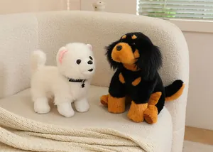 Realistic Tibetan Mastiff and Pomeranian plush dog toy models for home decoration gifts.