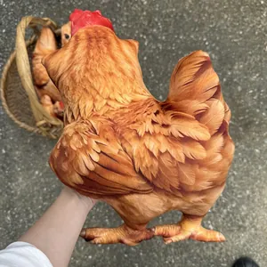 Cojín de peluche con forma de pollo realista y patrón de plumas para decoración creativa