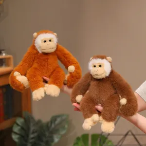 Pair of cute long-armed gibbon plush toys in orange and brown colors for kids gifts