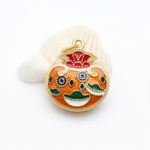 Close-up of enamel rotating lucky bag pendant for jewelry making, size 22.5x19.5mm