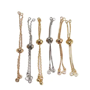 Chaînes de bracelet DIY ajustables avec curseurs en silicone dorés et argentés
