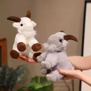 Realistic white and grey goat plush toys handheld for home decoration and gifts.