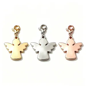 Engelsanhänger aus poliertem Edelstahl in Gold, Silber und Roségold für DIY-Schmuck