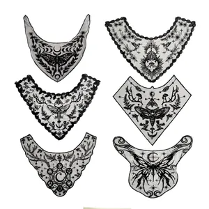 Sechs Arten von exquisiten schwarzen gotischen Spitzenapplikationen für DIY Kleidung