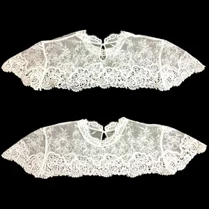 Vue détaillée de la délicate dentelle de soie de lait blanche brodée avec des fleurs