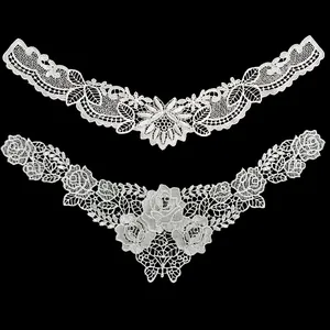 White Hollow Out Lace Embroidery Fake Collar Delicate Polyester Floral Lace Applique DIY Sewing Patch Accessories