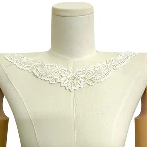 Detailed white hollow lace embroidery collar for DIY sewing accessories
