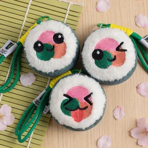 Adorable cartoon sushi roll plush charms with three different embroidered expressions