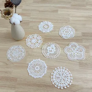 Collection of white vintage water-soluble lace coasters and DIY embroidery patches
