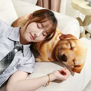 Realistic 3D dog-shaped simulation plush pillow used as sofa headrest and decoration
