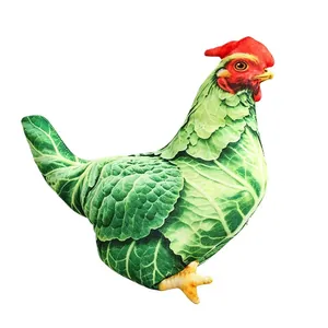 Creative green cabbage patterned hen plush pillow and decorative chicken soft toy doll