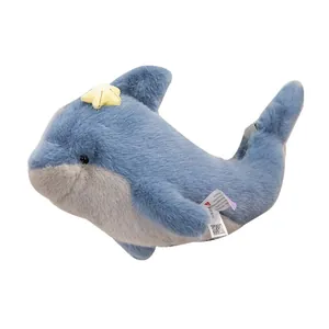 Zaino in peluche a forma di delfino blu per bambini con pelliccia morbida e stella