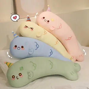 Mignon Traversin en Forme de Poisson Dessin Animé Déhoussable Lavable Soie Glacée Tissu Frais Coussin de Lit pour Dortoir Étudiant