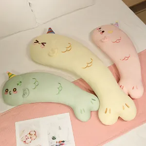 Traversins de dessin animé pastel doux pour enfants et étudiants en vert jaune rose