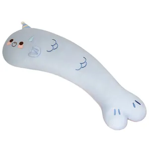 Long polochon en forme d'animal marin de dessin animé bleu, coussin en peluche doux