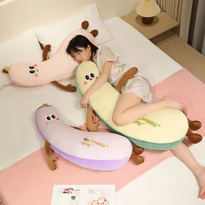 Long oreiller de corps en soie glacée pour dormir sur le côté avec motif mignon