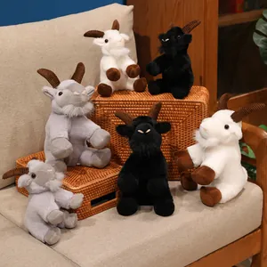Set of realistic plush goat stuffed animal toys in various colors for cozy home decor