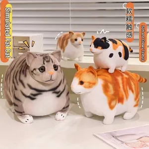 Simulation Fat Cat Plush Toy Soft Stuffed Animal Cat Pillow Kawaii Cartoon Cat Doll For Kids Girls Birthday Gift Home Decor