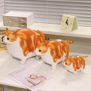 Cute fat orange tabby cat plush pillow in three sizes for home decor