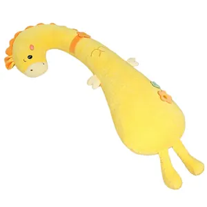 Traversin poney incurvé en velours à pois jaune pour dormir sur le côté et soutien.
