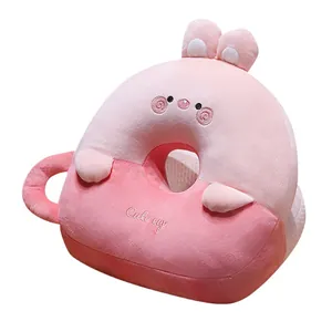 Oreiller de sieste en soie de glace lapin rose mignon avec design creux pour bureau