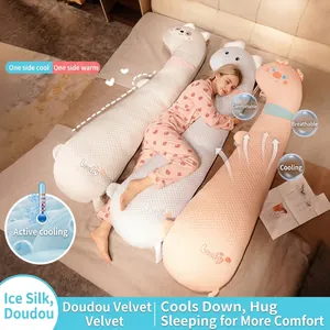 Traversin Long Animal de Dessin Animé Tissu Minky Texture à Bulles 3D Soutien des Jambes Coussin pour Lit